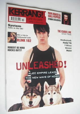 <!--2002-04-06-->Kerrang magazine - Alec Empire cover (6 April 2002 - Issue