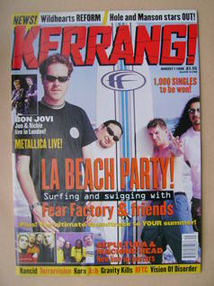<!--1998-08-01-->Kerrang magazine - Fear Factory cover (1 August 1998 - Iss