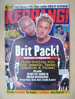 <!--1998-08-15-->Kerrang magazine - Brit Pack! cover (15 August 1998 - Issu
