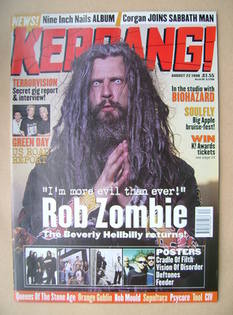 <!--1998-08-22-->Kerrang magazine - Rob Zombie cover (22 August 1998 - Issu