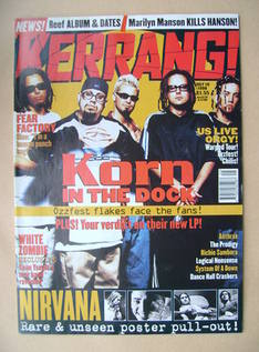 <!--1998-07-18-->Kerrang magazine - Korn cover (18 July 1998 - Issue 708)
