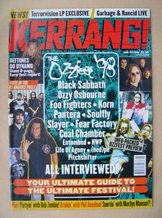 <!--1998-06-20-->Kerrang magazine - Ozzfest '98 cover (20 June 1998 - Issue