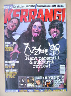 Kerrang magazine - Ozzfest '98 Review cover (27 June 1998 - Issue 705)