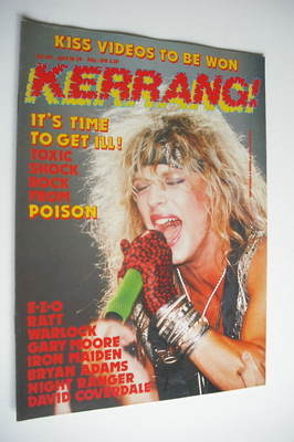 <!--1987-04-16-->Kerrang magazine - Poison cover (16-29 April 1987 - Issue 