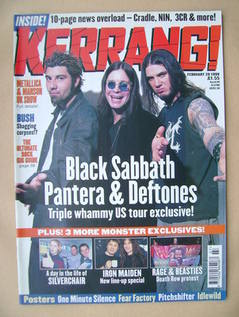 Kerrang magazine - Chino Moreno, Ozzy Osbourne, Phil Anselmo cover (20 February 1999 - Issue 738)
