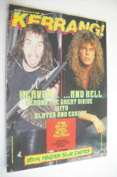 Kerrang magazine - Slayer & Europe cover (17 September 1988 - Issue 205)