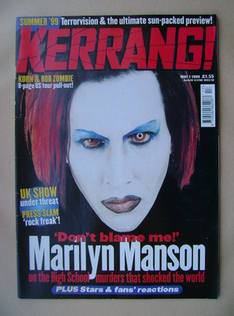 <!--1999-05-01-->Kerrang magazine - Marilyn Manson cover (1 May 1999 - Issu