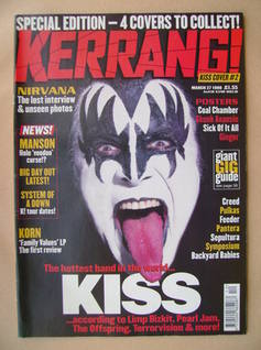<!--1999-03-27-->Kerrang magazine - Gene Simmons cover (27 March 1999 - Iss