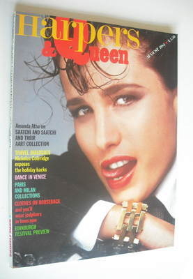 British Harpers & Queen magazine - August 1984 - Andie MacDowell cover