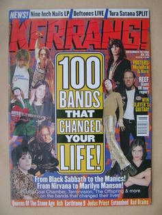 Kerrang magazine - 100 Bands That Changed Your Life! cover (28 November 1998 - Issue 727)