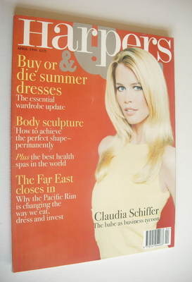British Harpers & Queen magazine - April 1996 - Claudia Schiffer cover
