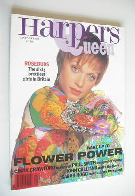 British Harpers & Queen magazine - January 1993 - Amber Valletta cover