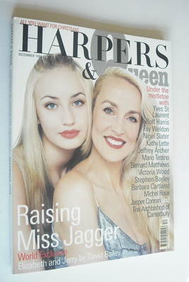 British Harpers & Queen magazine - December 1998 - Jerry Hall and Elizabeth Jagger cover