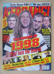 <!--1998-01-03-->Kerrang magazine - Reef cover (3 January 1998 - Issue 680)