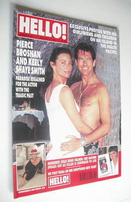<!--1995-08-12-->Hello! magazine - Pierce Brosnan and Keely Shaye Smith cov