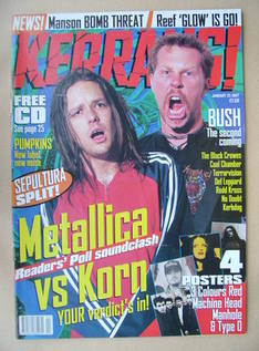 <!--1997-01-25-->Kerrang magazine - Jonathan Davis and James Hetfield cover