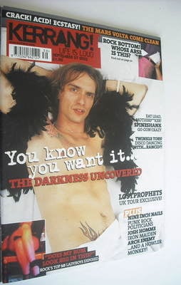 Kerrang magazine - The Darkness cover (27 September 2003 - Issue 974)
