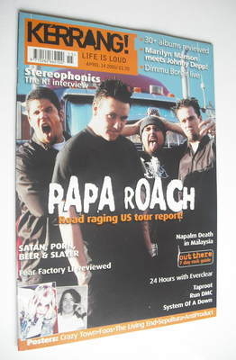 Kerrang magazine - Papa Roach cover (14 April 2001 - Issue 848)