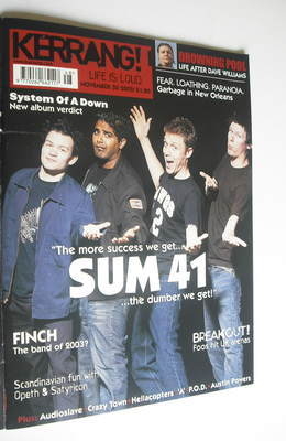 Kerrang magazine - Sum 41 cover (30 November 2002 - Issue 932)