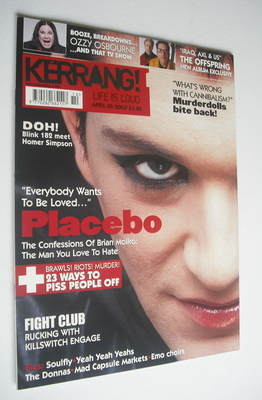 Kerrang magazine - Placebo cover (5 April 2003 - Issue 949)