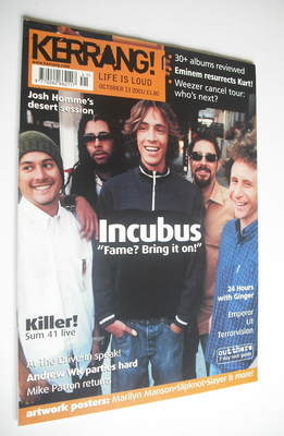 Kerrang magazine - Incubus cover (13 October 2001 - Issue 874)