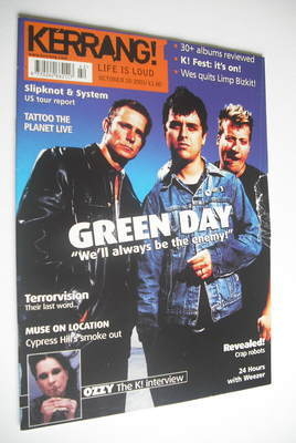 <!--2001-10-20-->Kerrang magazine - Green Day cover (20 October 2001 - Issu