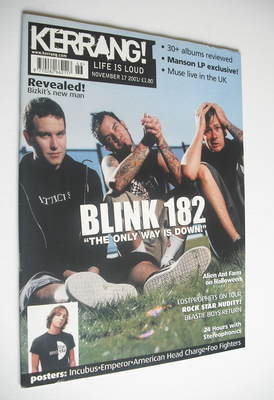 <!--2001-11-17-->Kerrang magazine - Blink 182 cover (17 November 2001 - Iss