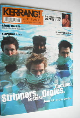 Kerrang magazine - Sum 41 cover (2 March 2002 - Issue 893)