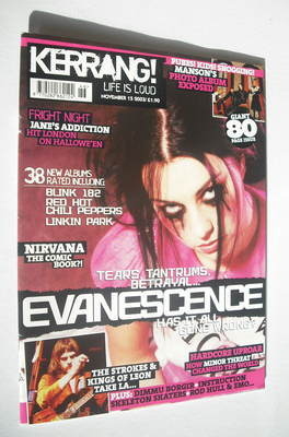 Kerrang magazine - Evanescence cover (15 November 2003 - Issue 981)