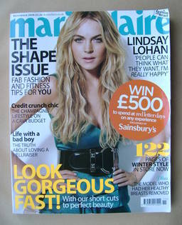 British Marie Claire magazine - November 2008 - Lindsay Lohan cover