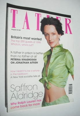 Tatler magazine - August 1999 - Saffron Aldridge cover