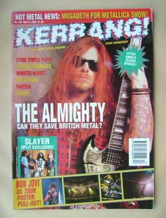 Kerrang magazine - Ricky Warwick cover (3 April 1993 - Issue 437)