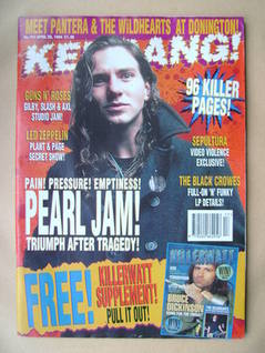 Kerrang magazine - Eddie Vedder cover (30 April 1994 - Issue 492)