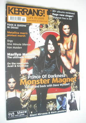 <!--2000-11-18-->Kerrang magazine - Dave Wyndorf cover (18 November 2000 - 