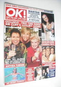 OK! magazine - Cliff Richard, Jill Dando and Gloria Hunniford cover (8 January 1999 - Issue 143)