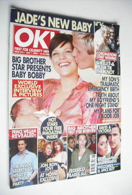 OK! magazine - Jade Goody and Jeff Brazier and Bobby cover (1 July 2003 - Issue 373)