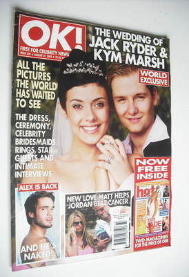 OK! magazine - Kym Marsh and Jack Ryder wedding cover (21 August 2002 - Issue 329)
