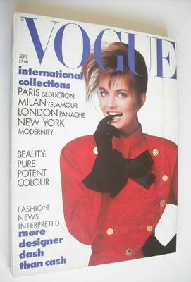 British Vogue Magazine September 1987 Paulina Porizkova Cover