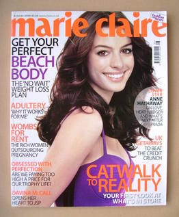 British Marie Claire magazine - August 2008 - Anne Hathaway cover