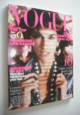 British Vogue magazine - February 2005 - Cindy Crawford cover