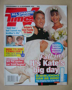 TV Times magazine - Dorian Healy and Lesley Vickerage cover (12-18 November 1994)