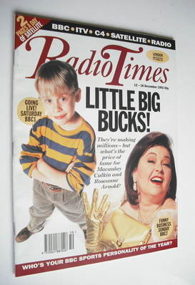 Radio Times magazine - Macaulay Culkin and Roseanne Arnold cover (12-18 December 1992)