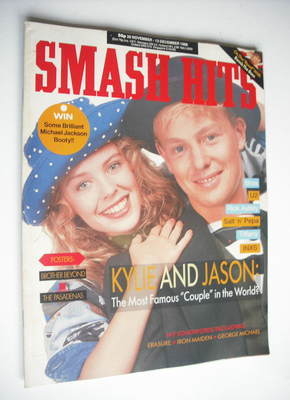 <!--1988-11-30-->Smash Hits magazine - Kylie Minogue and Jason Donovan cove