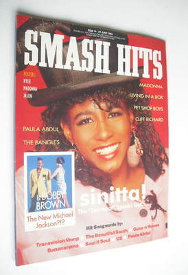 <!--1989-06-14-->Smash Hits magazine - Sinitta cover (14-27 June 1989)
