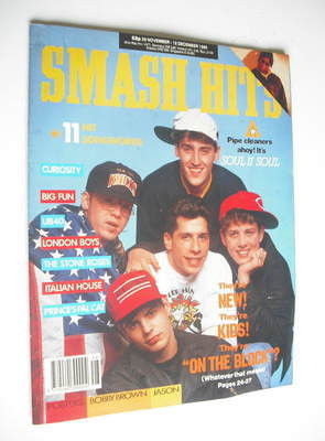 <!--1989-11-29-->Smash Hits magazine - New Kids On The Block cover (29 Nove