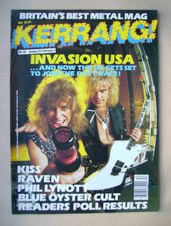 <!--1986-01-23-->Kerrang magazine - Bobby Blotzer and Robbin Crosby cover (