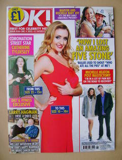 <!--2012-12-04-->OK! magazine - Catherine Tyldesley cover (4 December 2012 