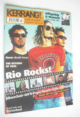 Kerrang magazine - Rio Rocks cover (3 February 2001 - Issue 838)
