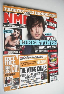 NME magazine - Carl Barat cover (2 December 2006)
