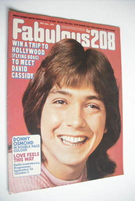 Fabulous 208 magazine (30 September 1972 - David Cassidy cover)